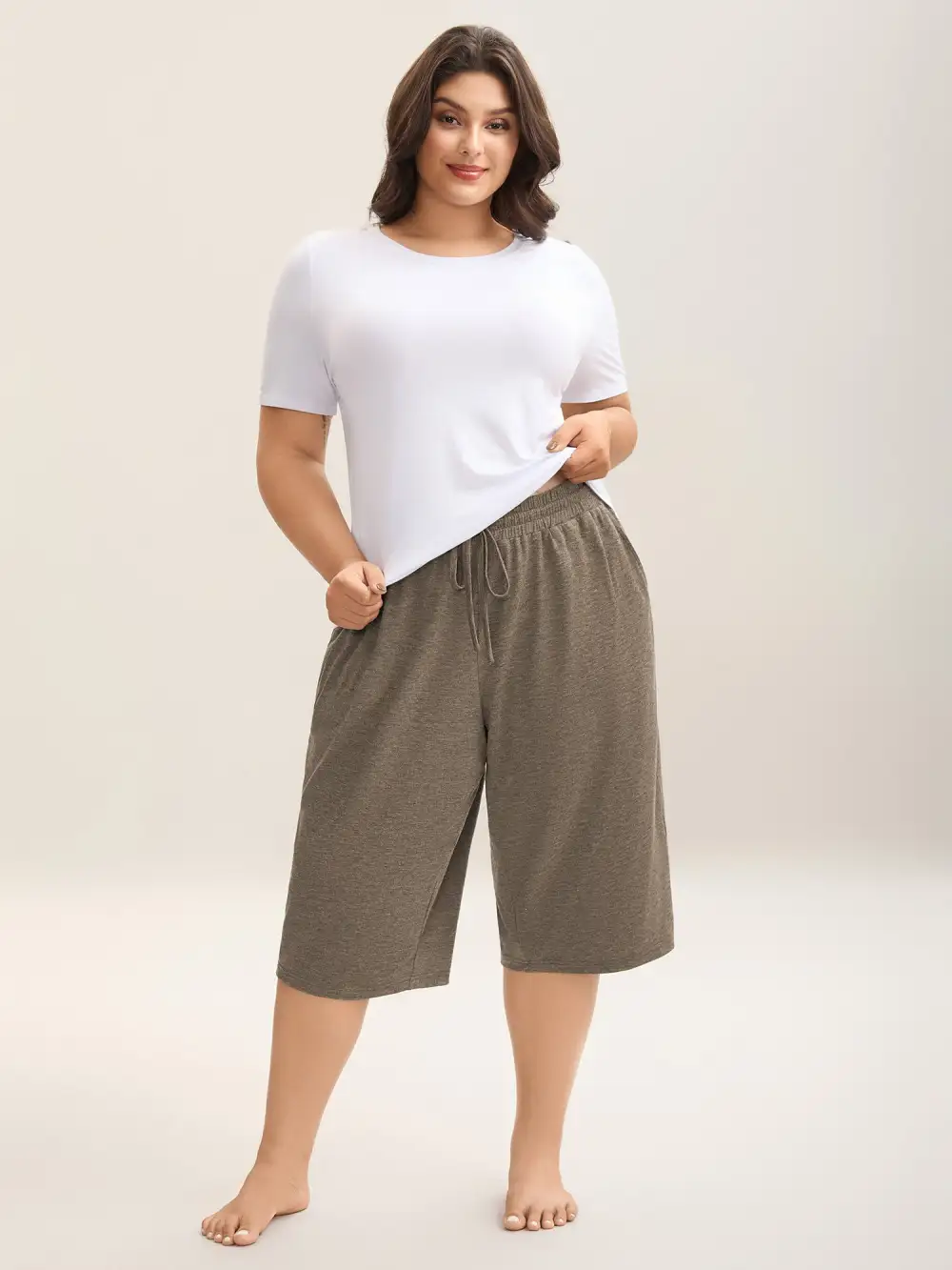 Mixed Color Knit Drawstring Loungewear Bottoms