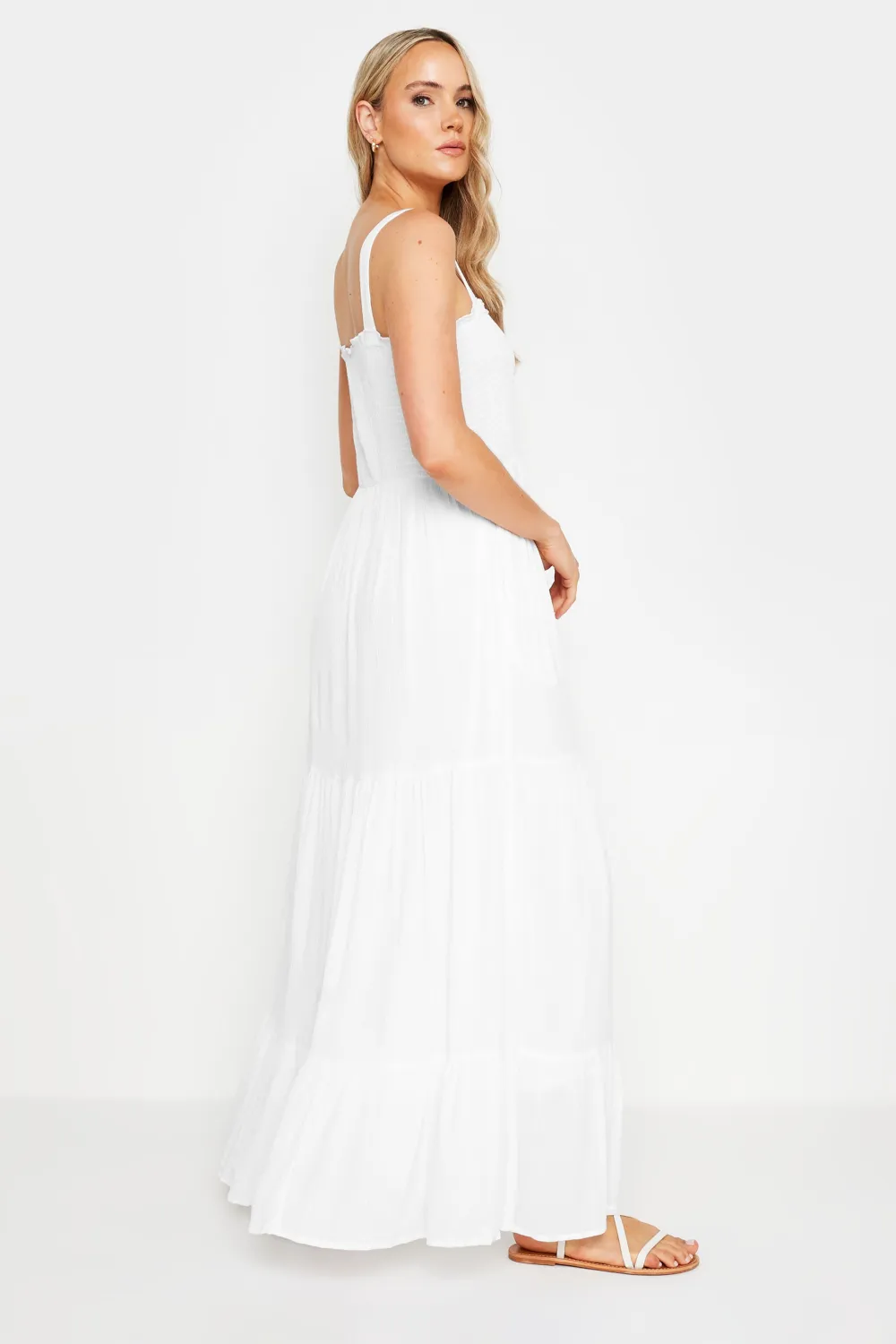 LTS Tall Black Shirred Tiered Maxi Dress