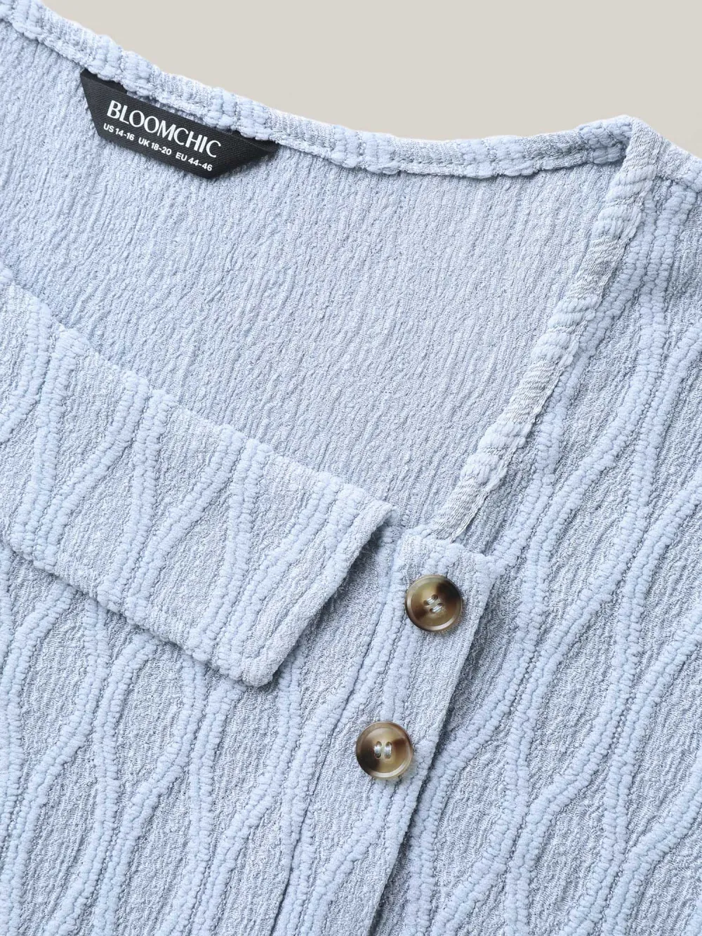 Asymmetrical Collar Textured Plain Blouse