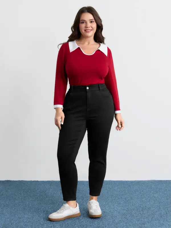 Stretchy Hot-Fixed Rhinestone Skinny-Fit Jeans