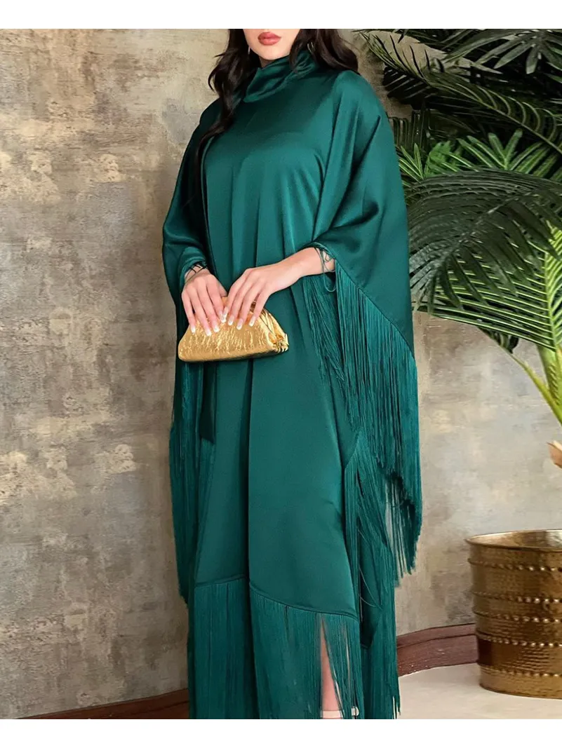 Tassel Fashion Bat Sleeve Long Dress