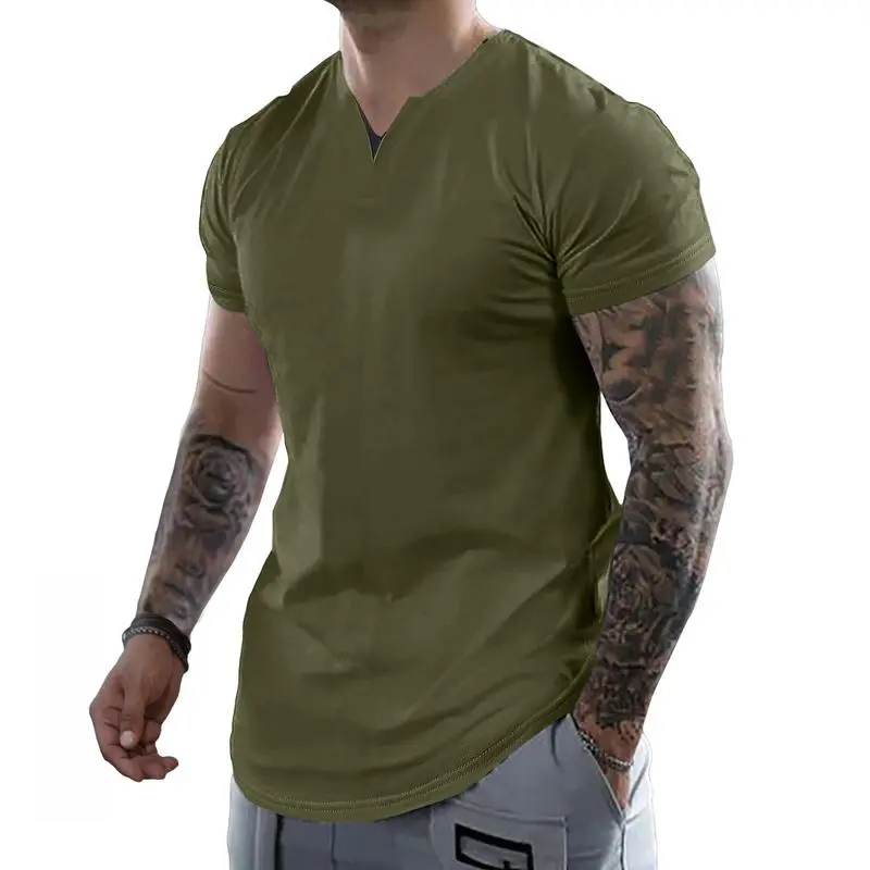 Men's Slim Fit V-Neck T-Shirt – Soft Short Sleeve Tee for Gym & Casual Wear