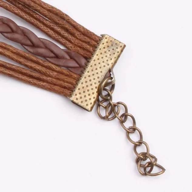 Women Bronze Vintage Leather Rope Bracelet
