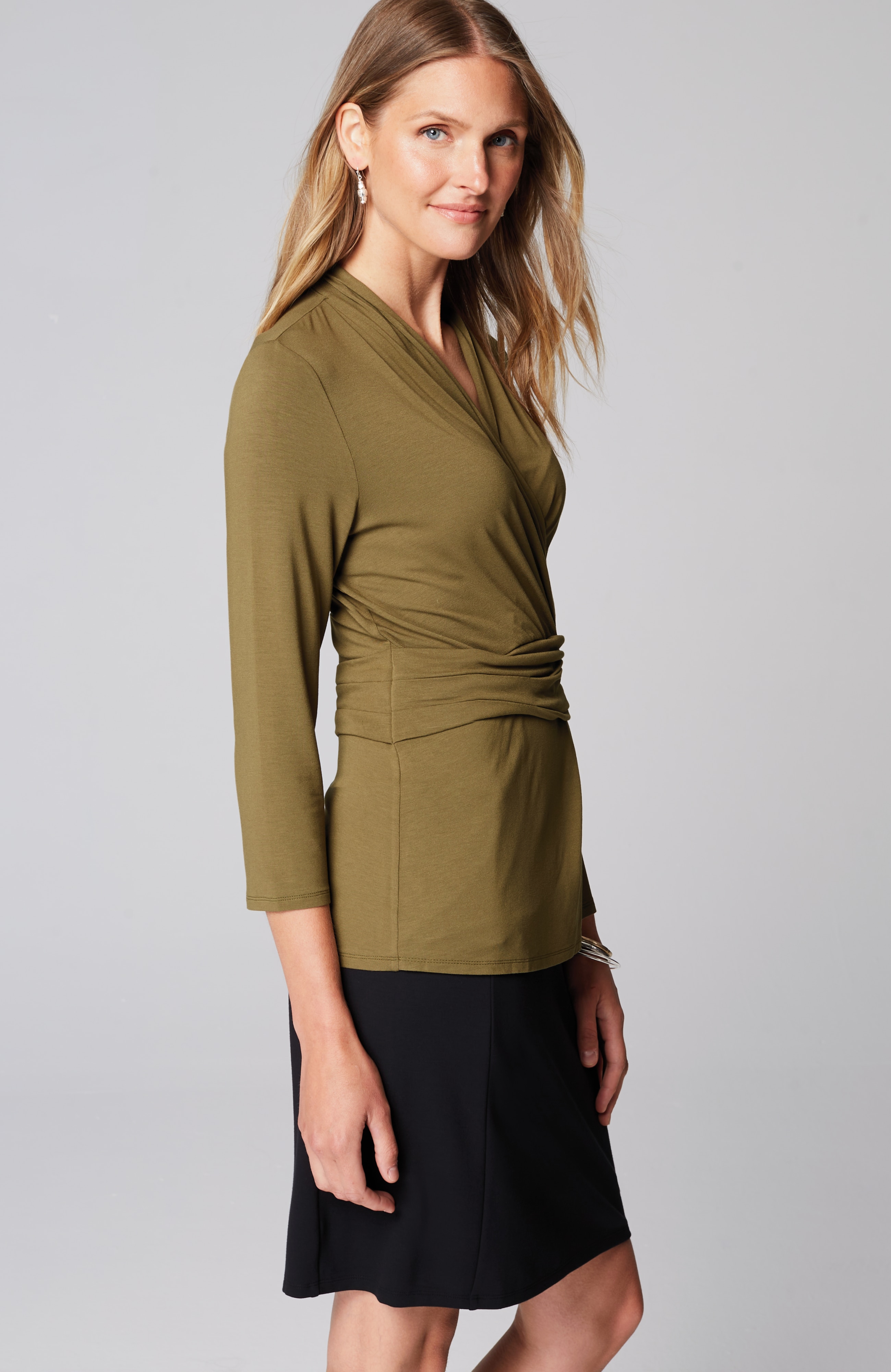 Wearever V-Neck Draped-Waist Top