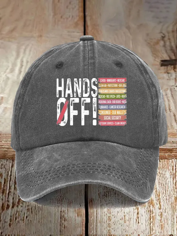 Unisex Retro Hands Off Protest Printed Baseball Cap
