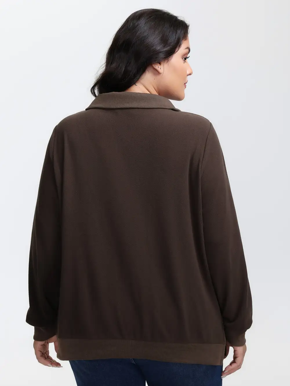 Mixed Material Spliced Collar Sweatshirt