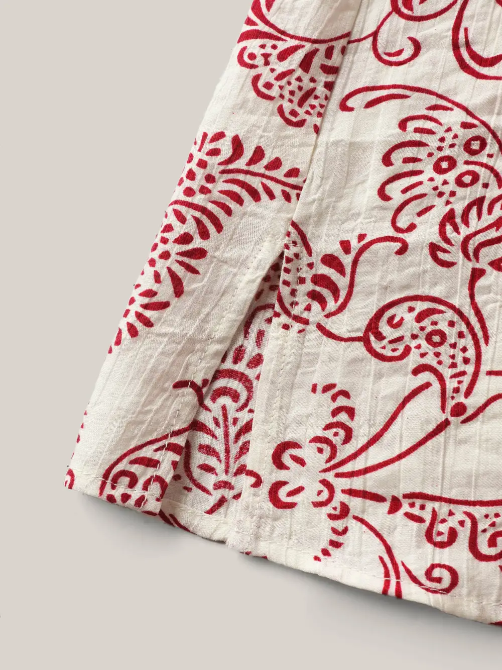 Floral Print Shirred Neck Flowy Blouse