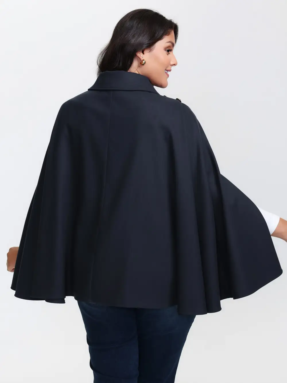 Cape Button Wrap Coat