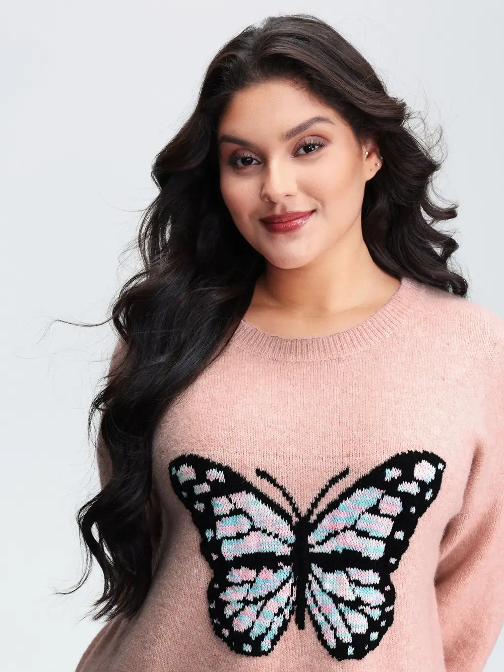 Butterfly Pattern Jacquard Pullover