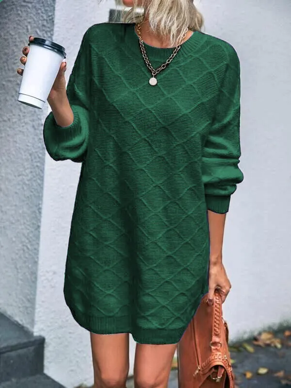 Solid Drop Shoulder Sweater Dress