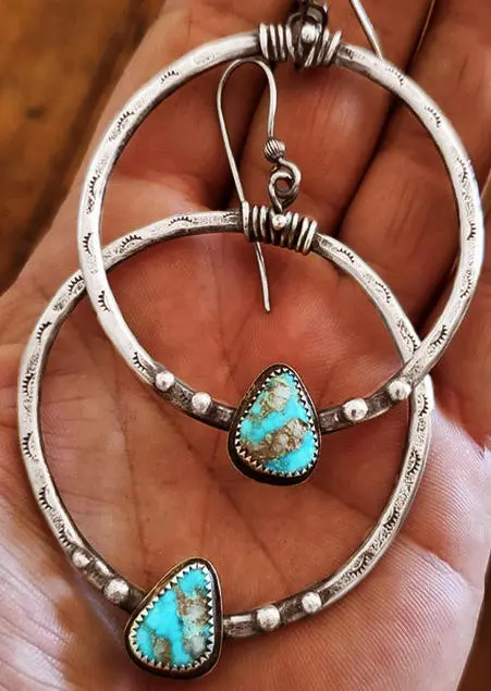 Turquoise Dangle Drop Hook Earrings