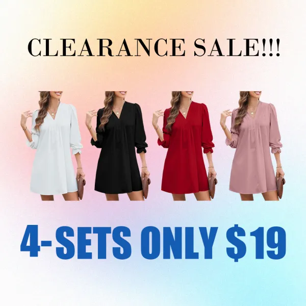 Women's A-Line Midi Dress – Ruffle Sleeve V-Neck Pleated Sundress, Flowy & Casual 2025 Fashion