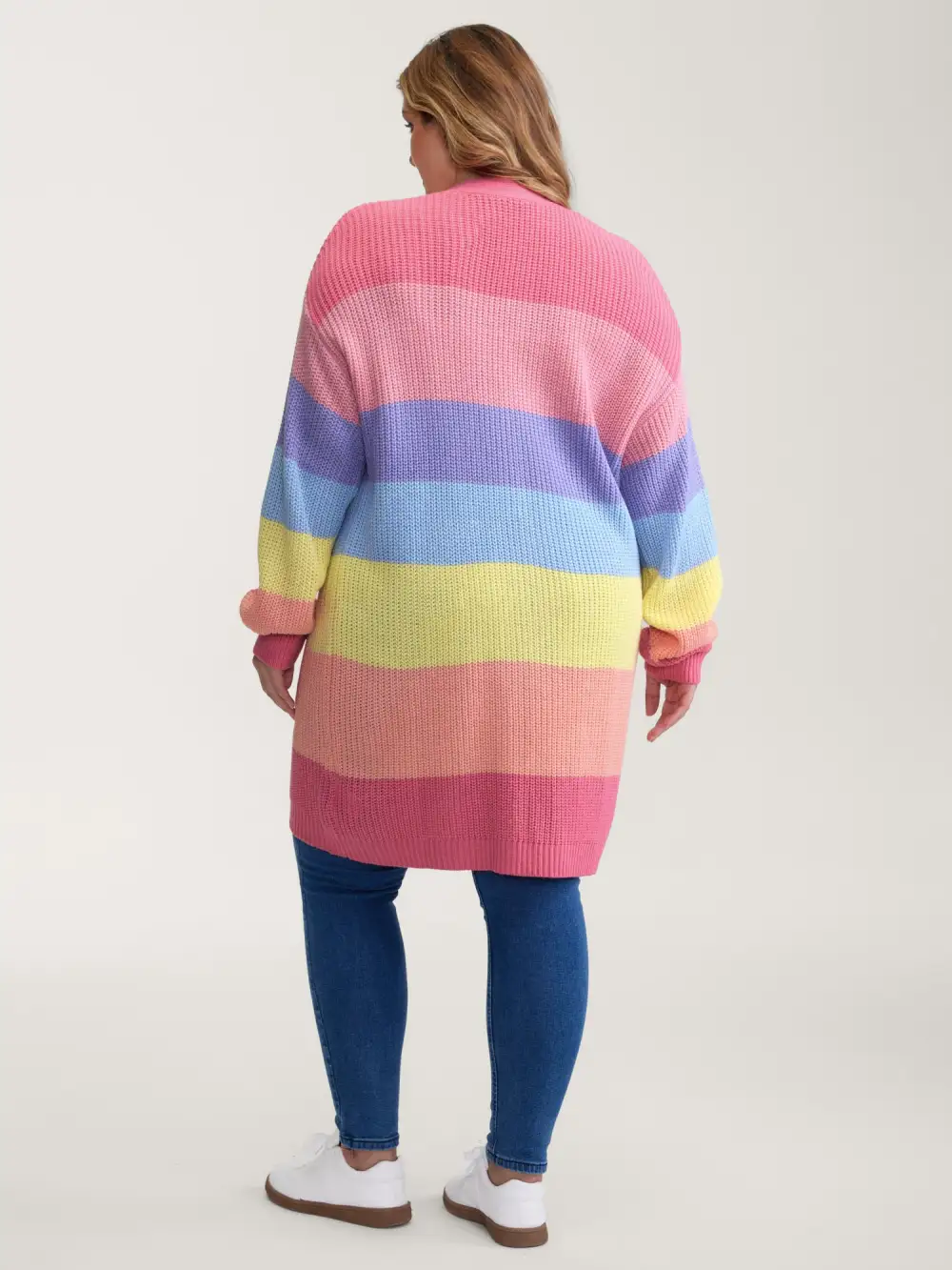 Colorblock Contrast Texture Button Cardigan