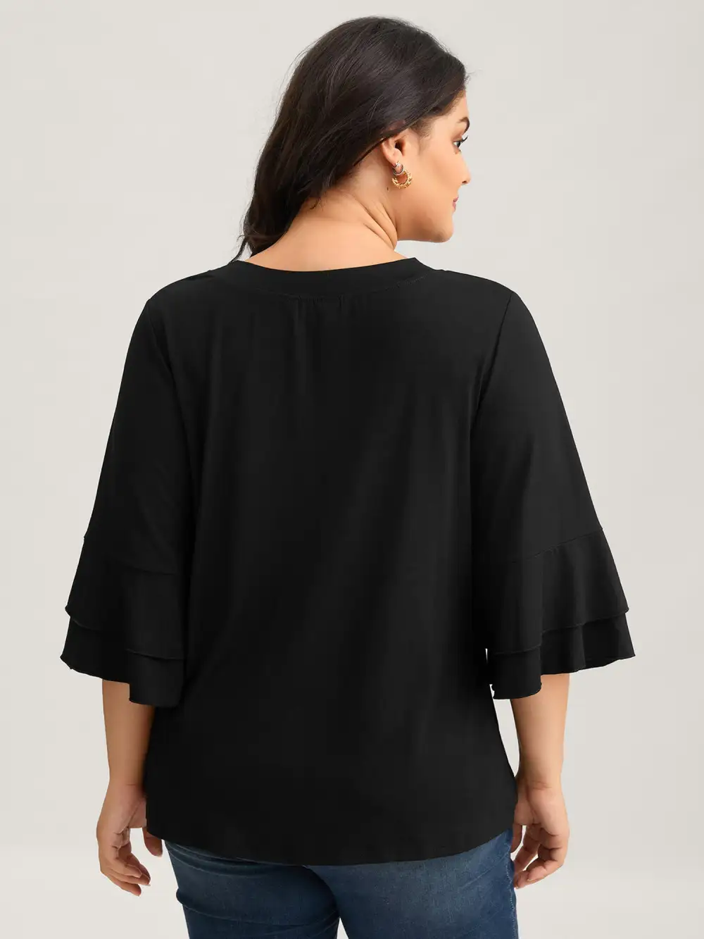Supersoft Essentials Ruffle Layered Sleeve Pleated T-shirt