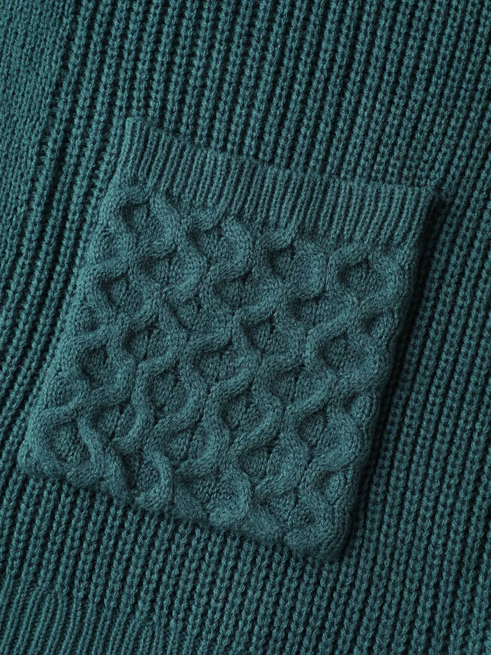 Textured Balloon Sleeve Pockets Knit Cardigan