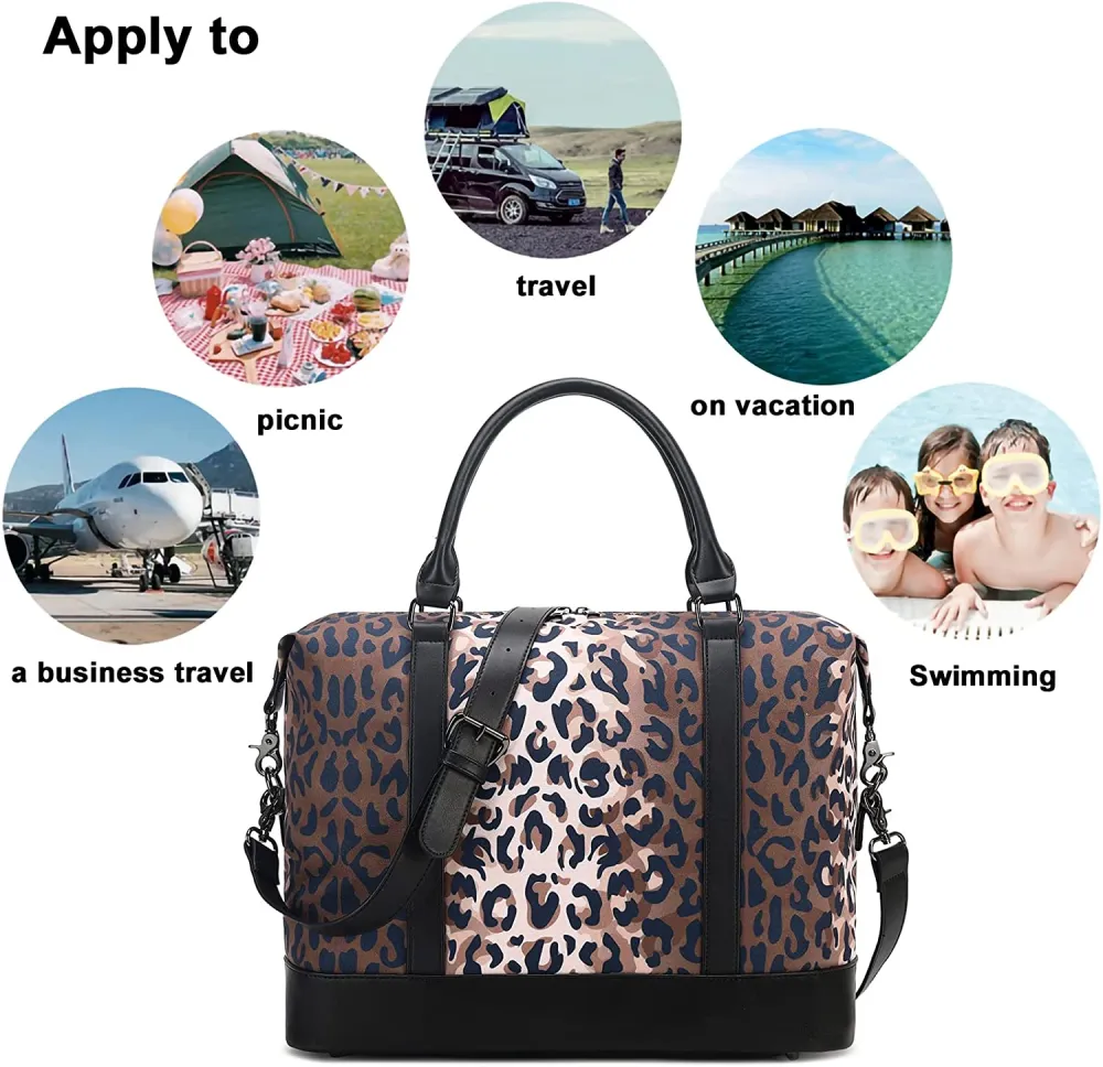 Ladies Canvas Weekender Bag Overnight Carry-on Tote Duffel in Trolley Handle