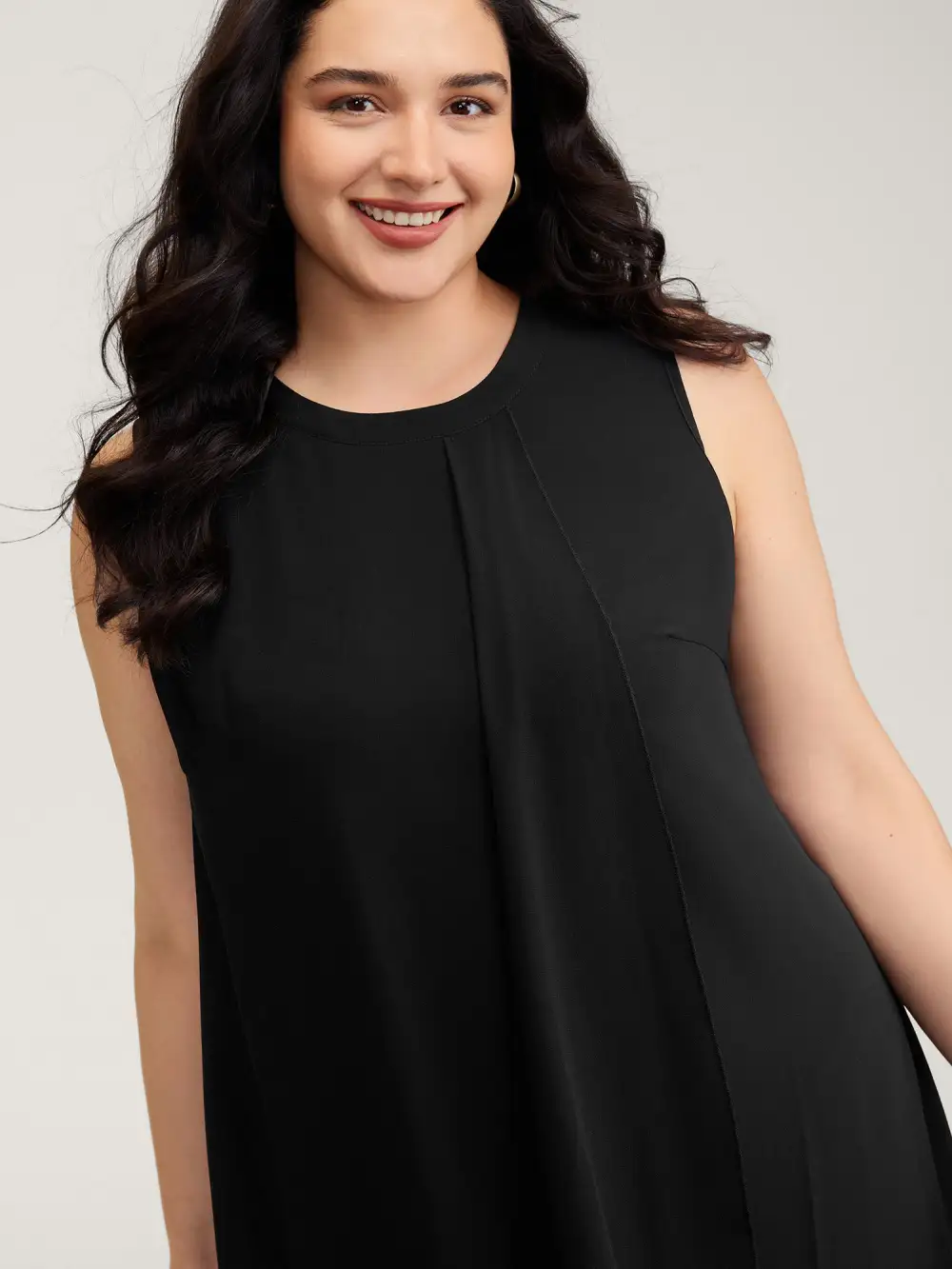 Chiffon Sheer Pleated Knee-Length Dress