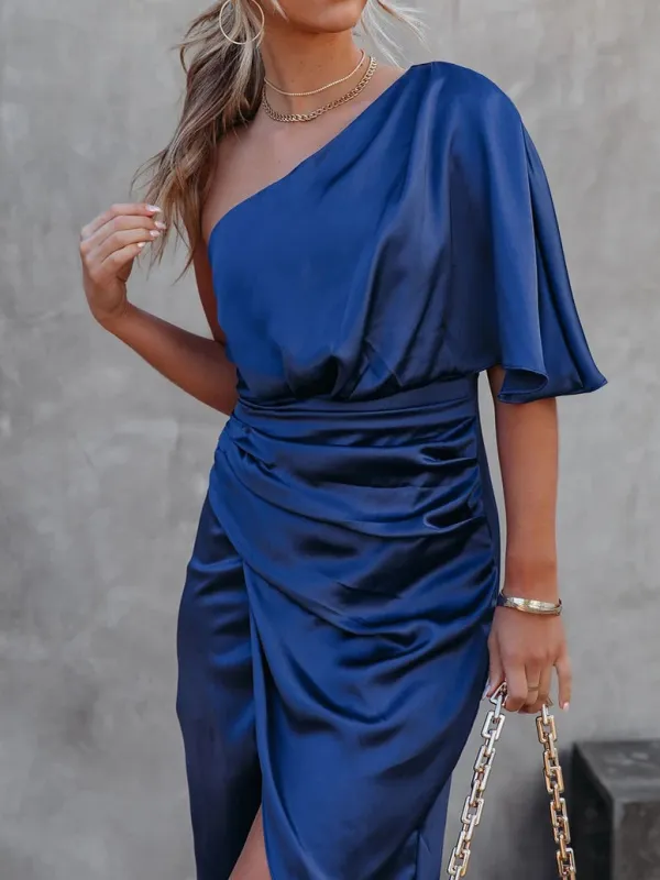 Sexy One-sided Sleeve Irregular Evening Dress