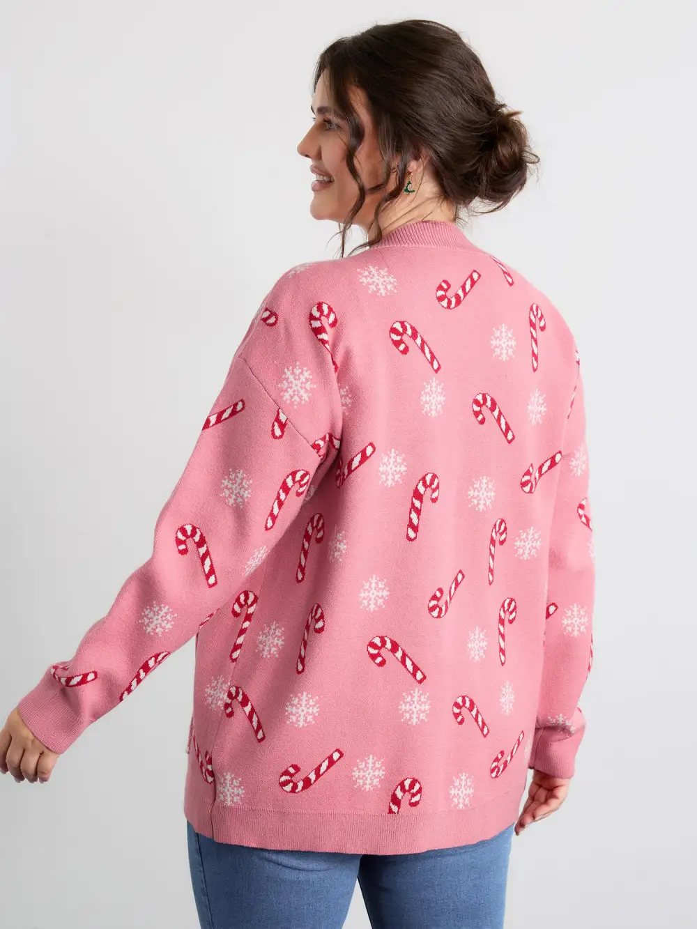 Holiday Candy Patch Pockets Knit Cardigan