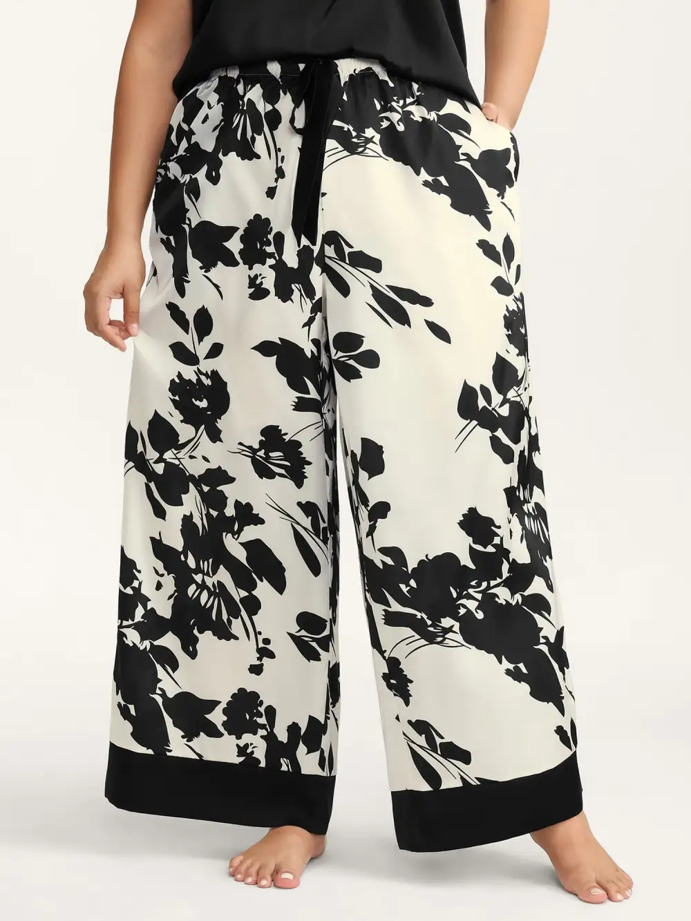 Color Contrast Floral Loungewear Set