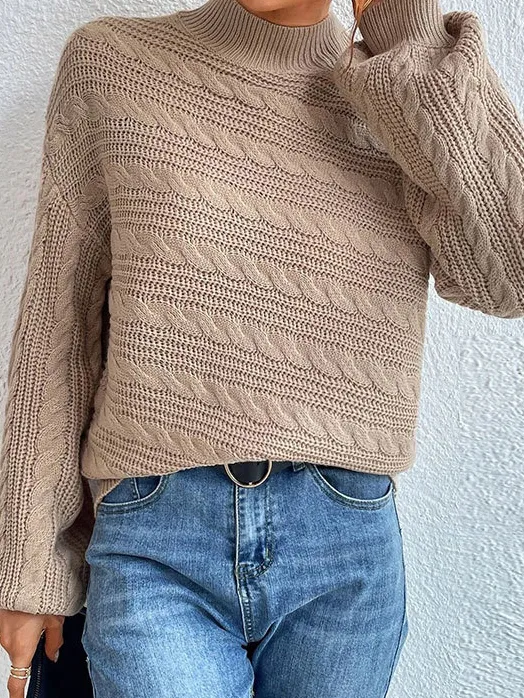 Vintage Loose Round Neck Pullover Twist Sweater