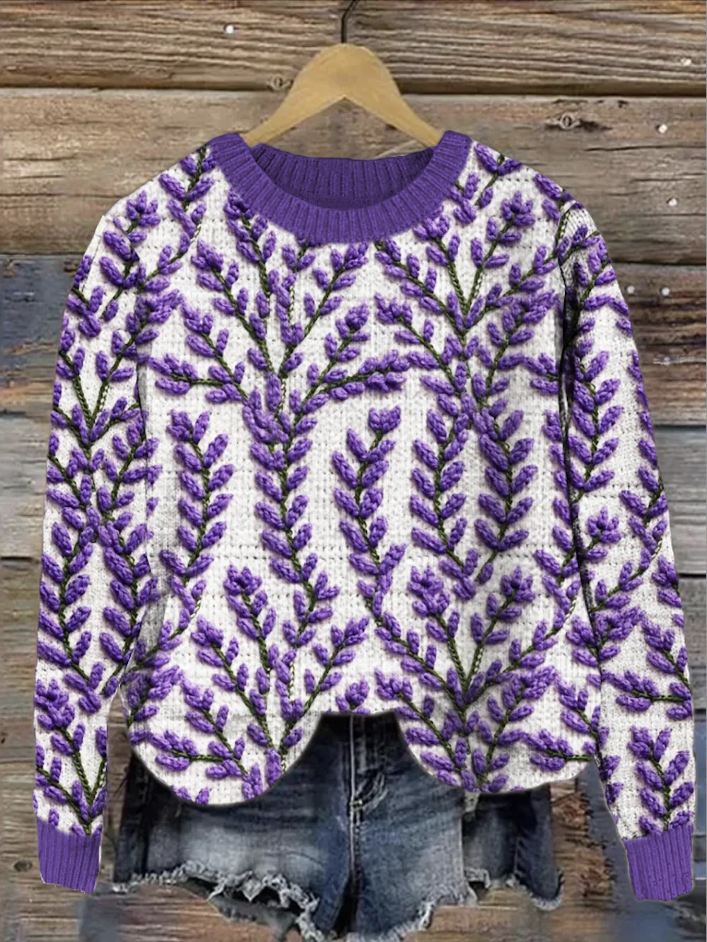 Maple Leaf Crew Neck Casual Knitted Sweater