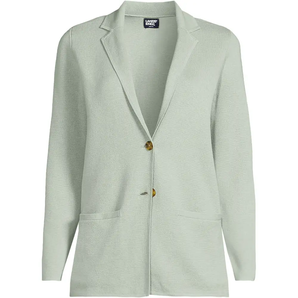 Women's Fine Gauge Cotton Button Front Blazer Sweater