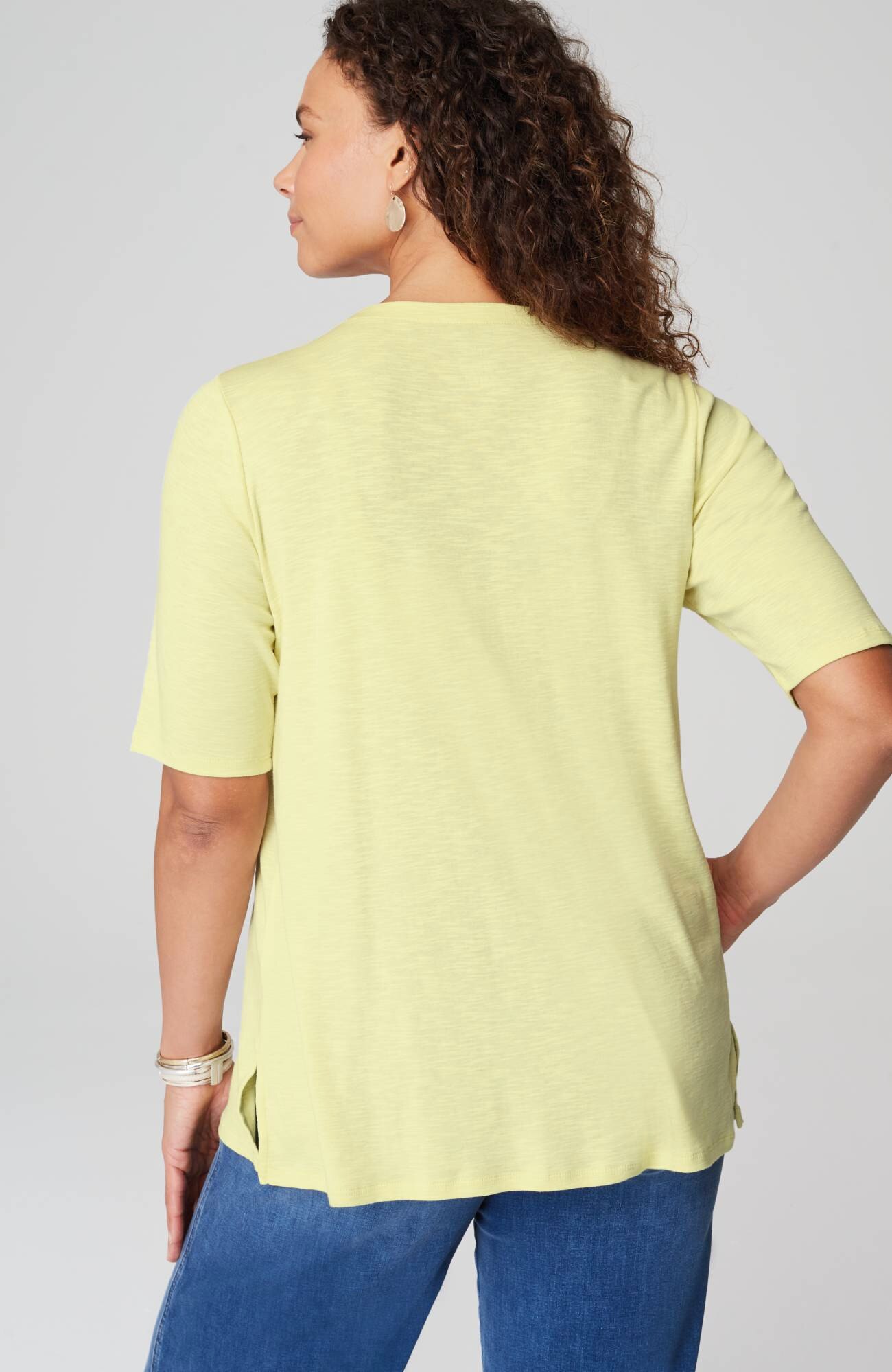 pima-slub scoop-neck side-slit tee