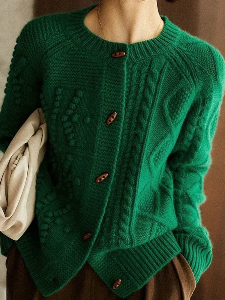 Vintage Jacquard Weave Plain Gentle Sweater