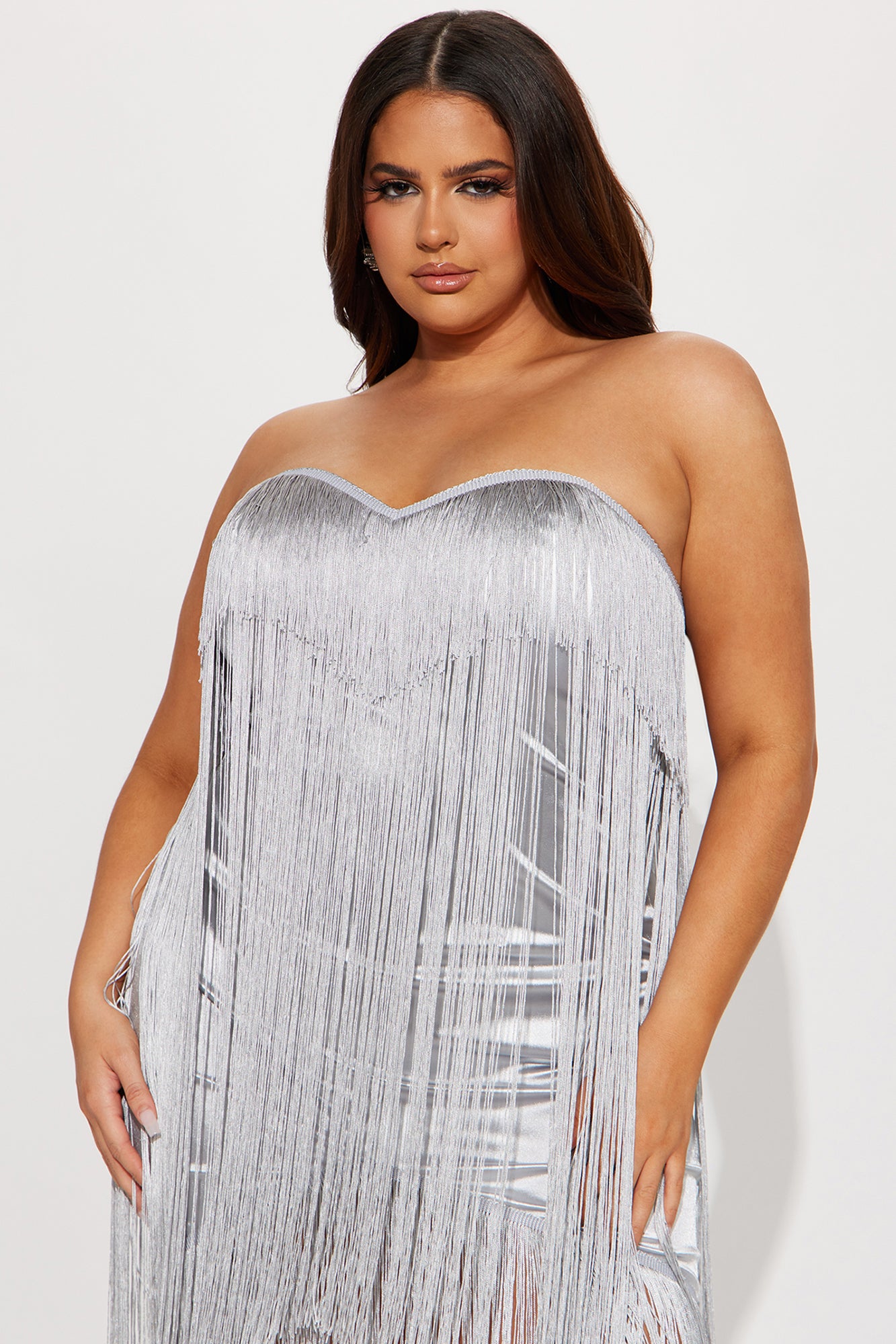 Farrah Fringe Mini Dress - Silver