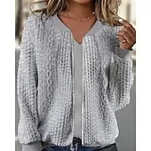 Women's Texture Sweatshirt Waffle Sweatshirt  Pullover Hoodie Sweatshirt Plain Streetwear Casual Long Sleeve Hooded Regular Tops Street Holiday Going out Buttons Black White Pink Wine Fall Winter