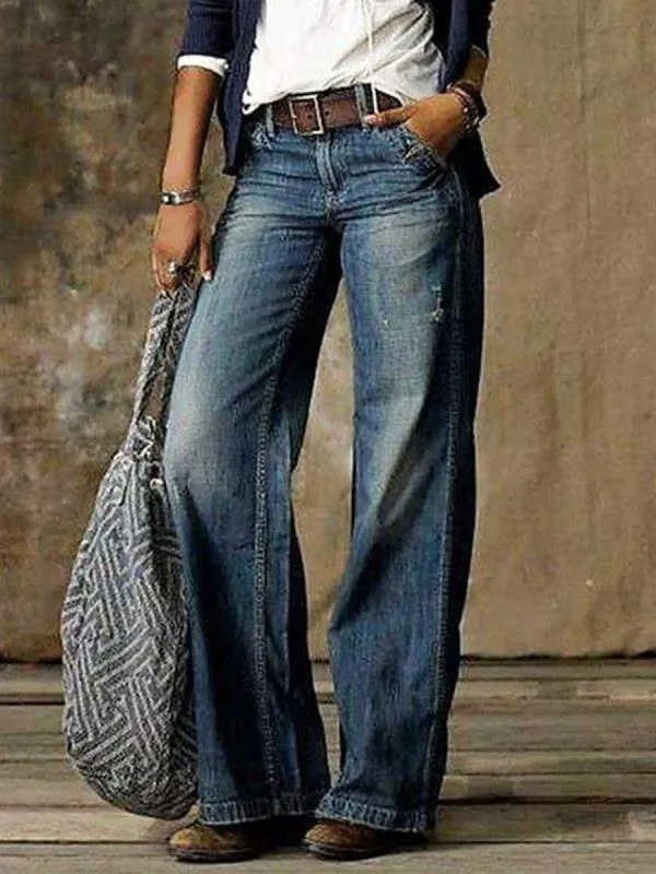 Simple Straight-leg Casual Jeans