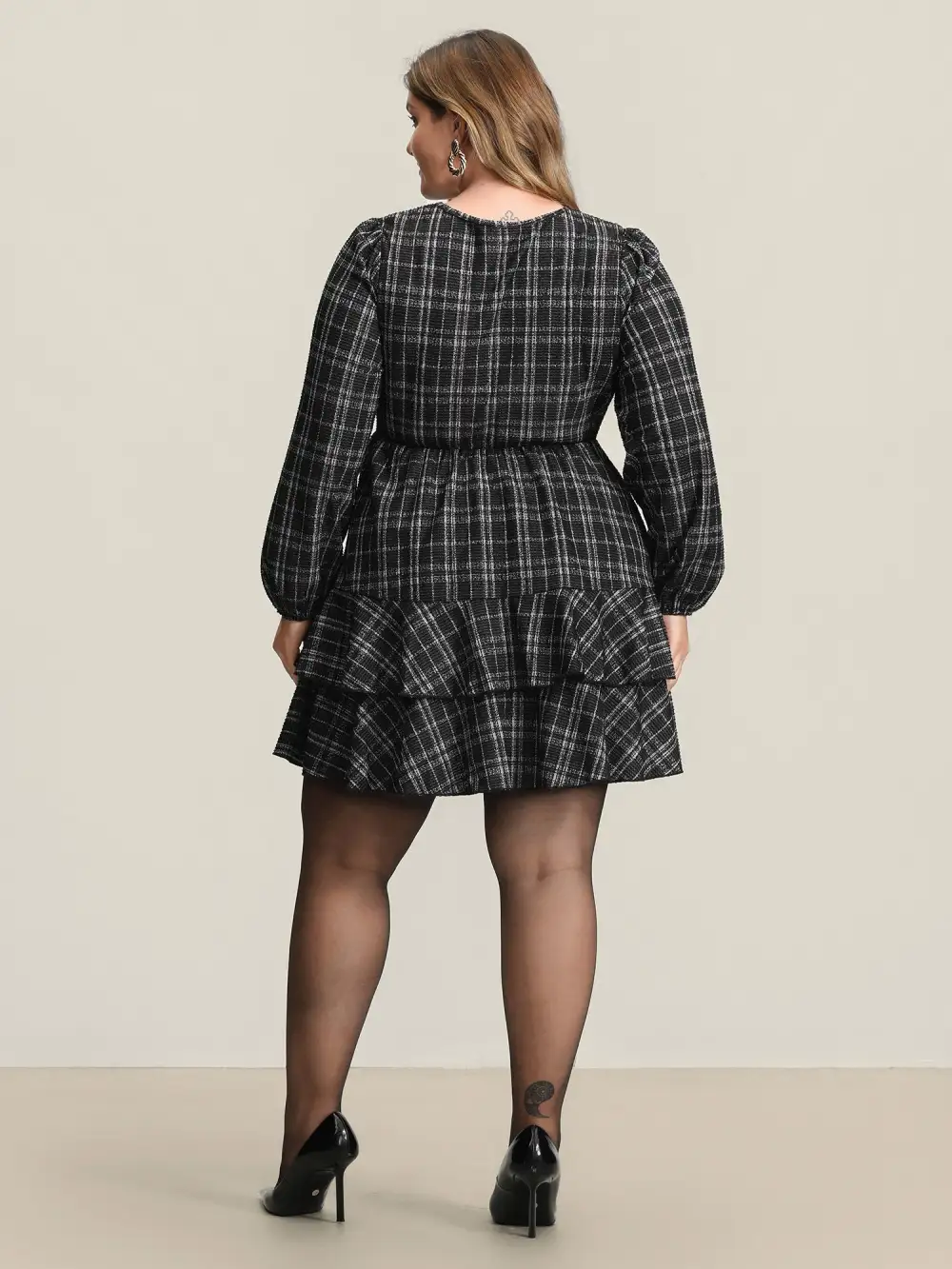 Stretchy Textured Tiered Mini Dress