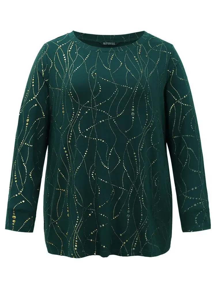 Polka Dot Contrast Round Neck T-Shirt