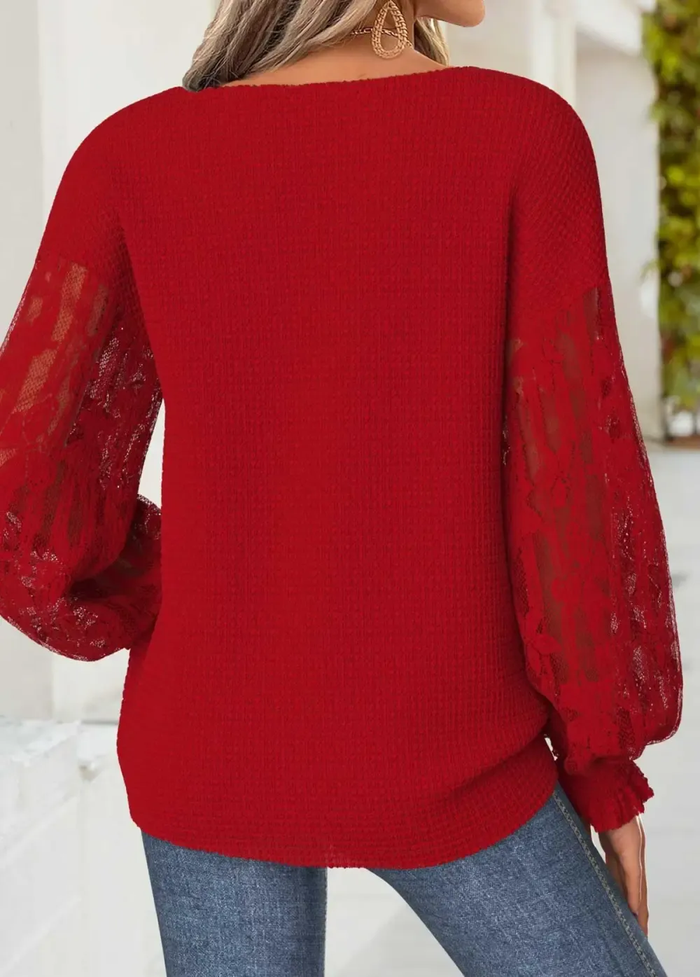 Red Tummy Coverage Letter Print Long Sleeve Sweatshirt