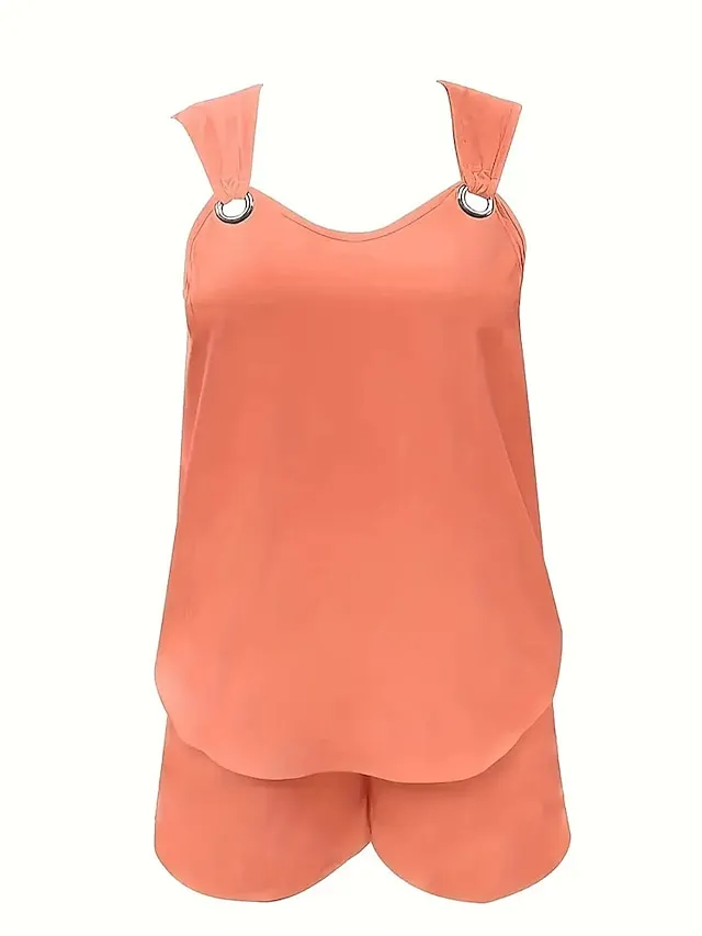Women's Tank Top Shorts Sets Solid Color Casual Daily Black Sleeveless Streetwear Daily Neon & Bright V Neck Fall & Winter