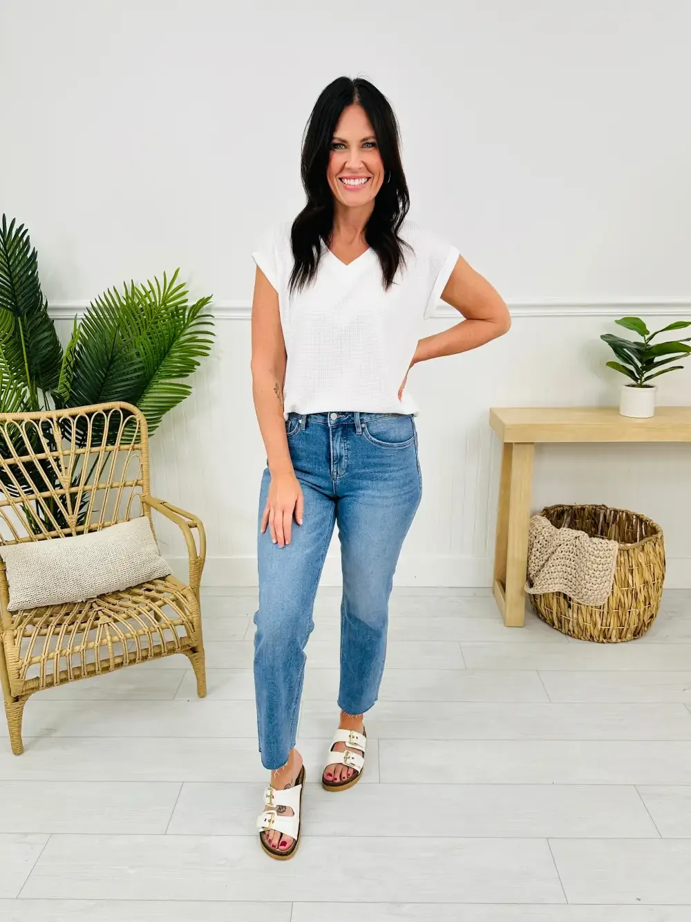 Take The Bait Slim Straight Cropped Jeans With Tummy Control