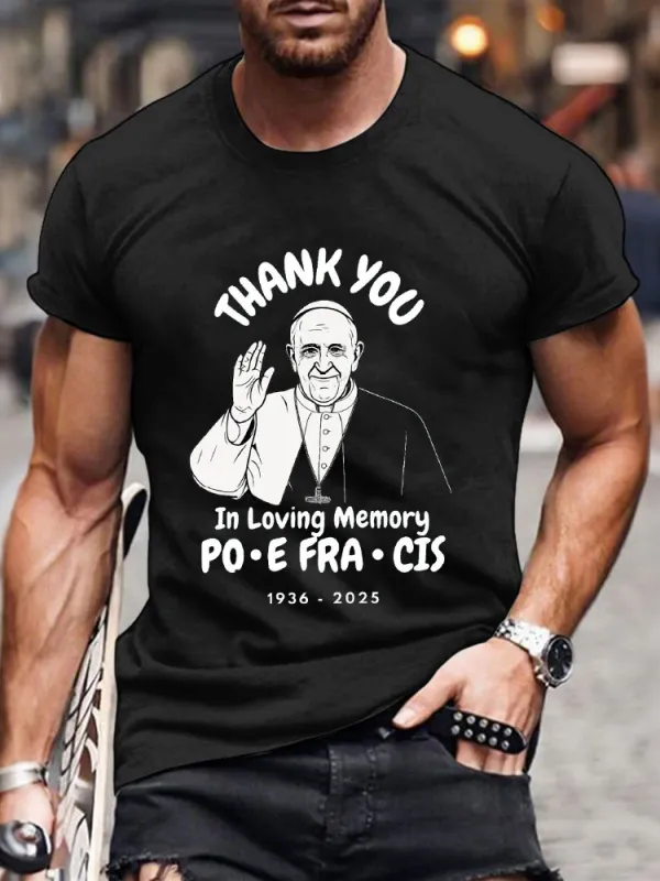 Men's Thank You In Loving Memory 1936-2025 Print Short Sleeve Round Neck Cotton T-Shirt