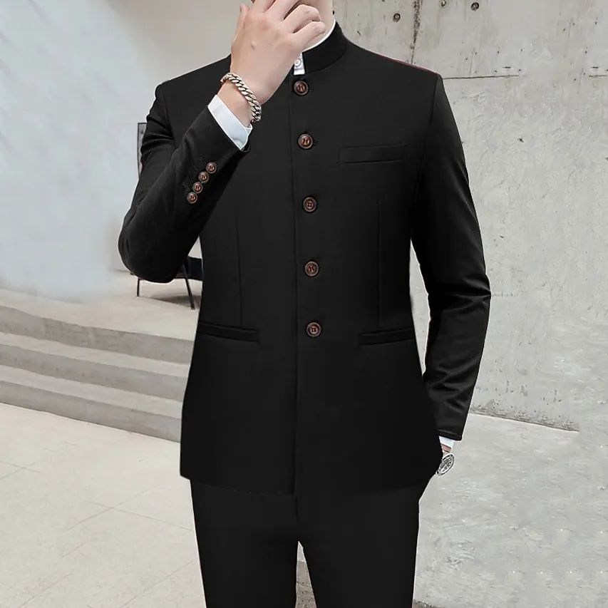 Men's Business Casual Stand Collar Single Breasted Blazer