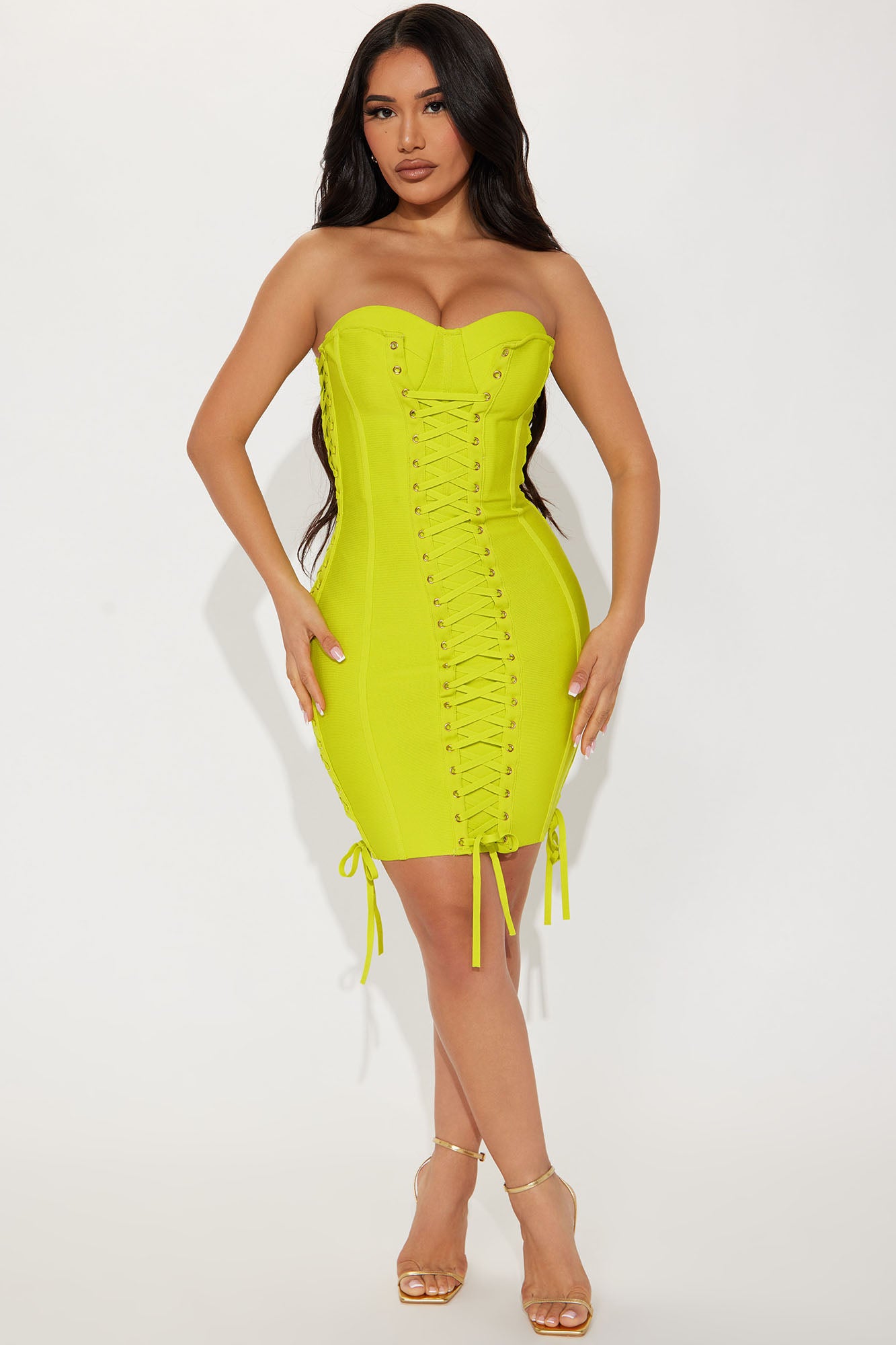 Barbara Midi Dress - Neon Yellow