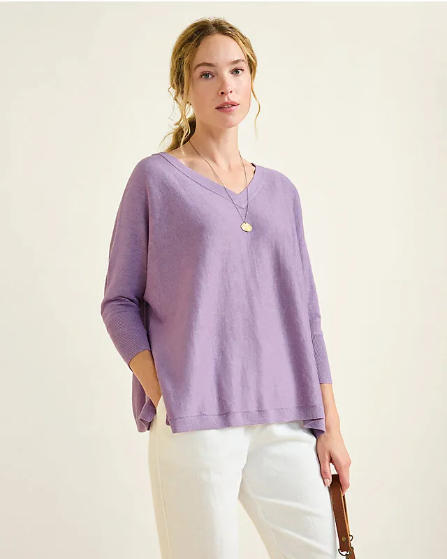 Linen Oversized V-Neck Sweater