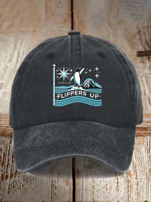 Penguins Flippers Up Print Baseball Cap
