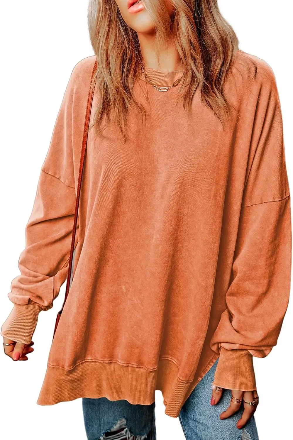 ✨Womens Casual Long Sleeve Crewneck Lightweight Pullover Tops