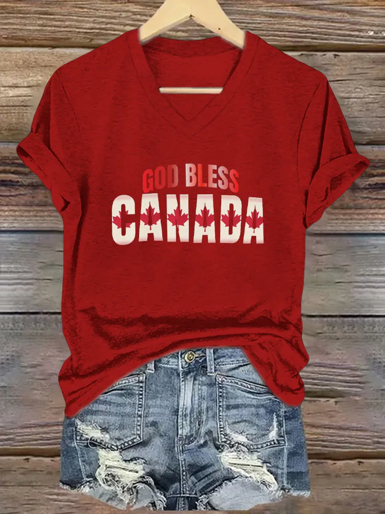 Women'S Elbows Up God Bless Canada T-Shirt
