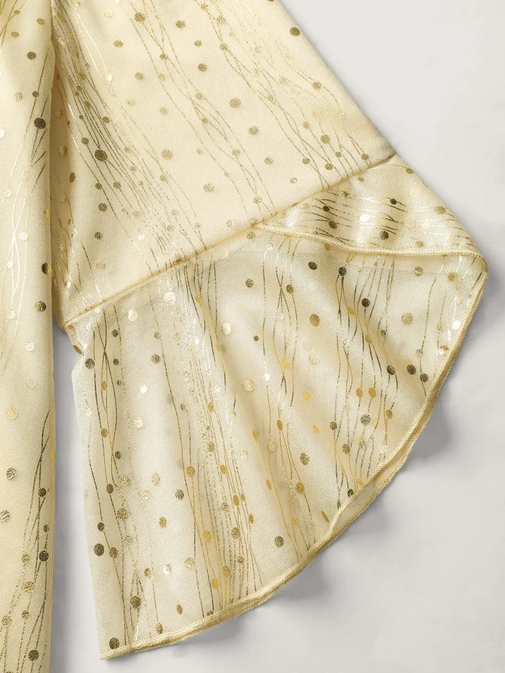 Gold Stamp Asymmetrical Sleeve Lined Top