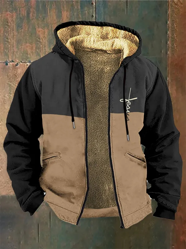 Men's Retro Western Plus Fleece Hooded Sweatshirt