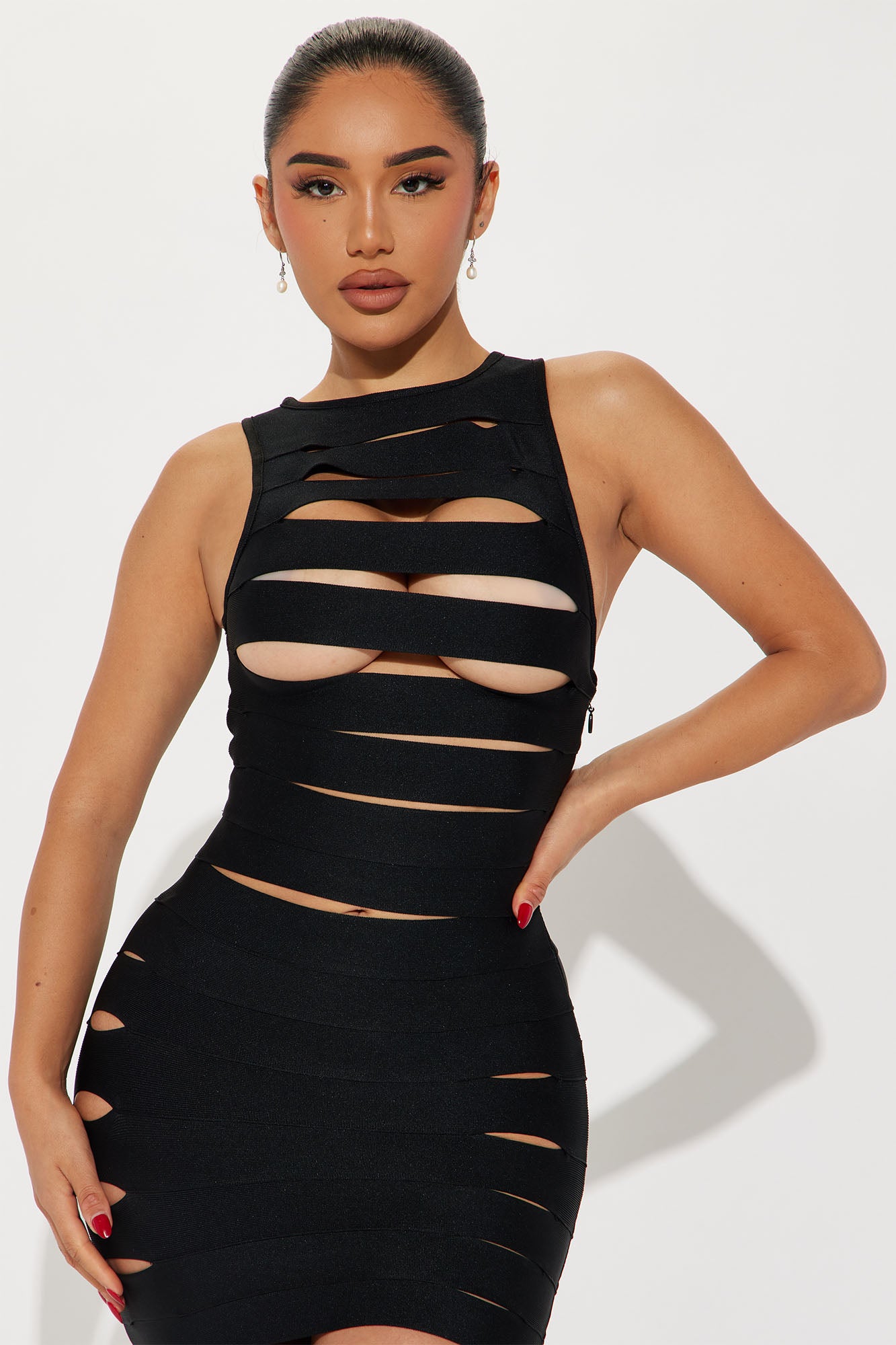 Brooke Bandage Midi Dress - Black