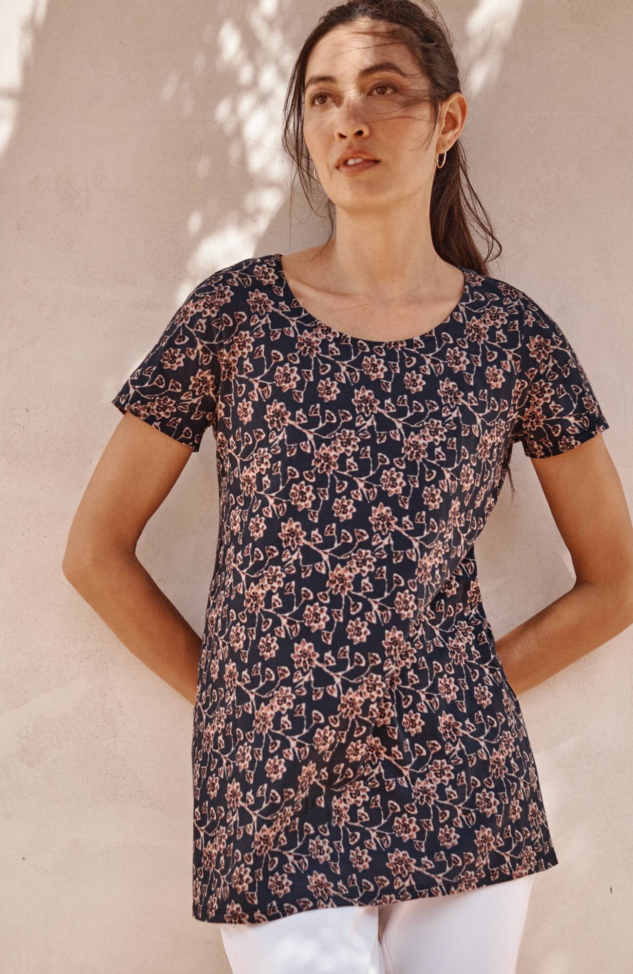 pure jill scoop-neck elliptical tee