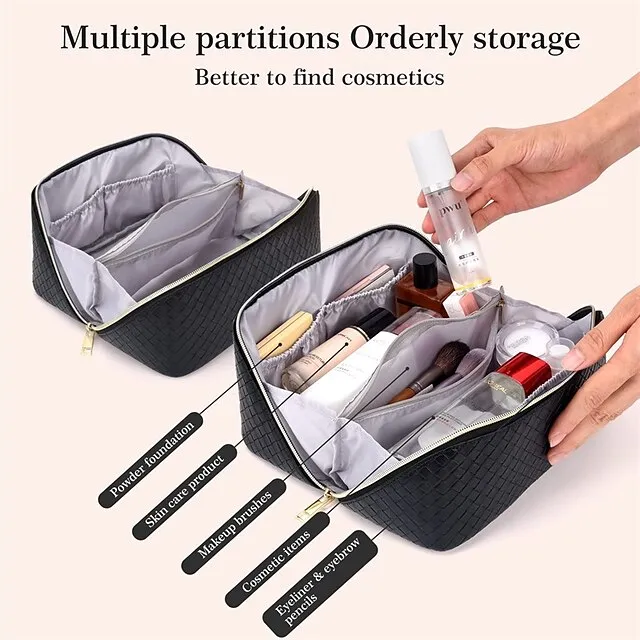 Women's Girls' Handbag Cosmetic Bag PU Leather Party Daily Holiday Zipper Large Capacity Waterproof Breathable Plaid Black White Pink