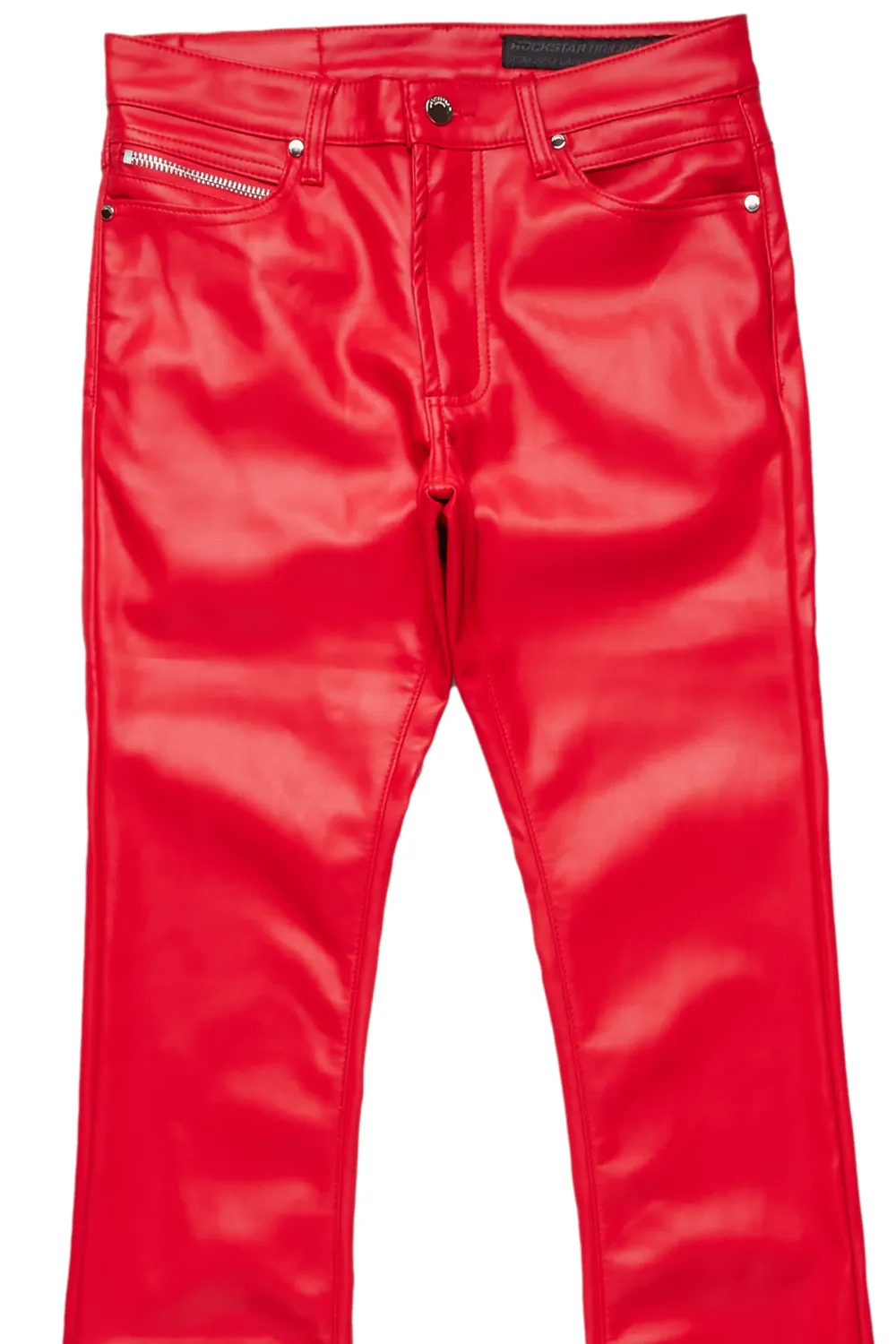 Ennis Red PU Stacked Flare Jean